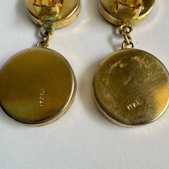 Micro Mosaic Intricate Dangle Earrings Clip-On Roma Italy Italian Vintage Glass - Picture 4 of 7